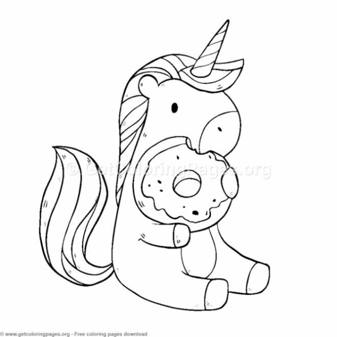 Cute Unicorn Eating Donuts Coloring Pages – GetColoringPages.org | DIY