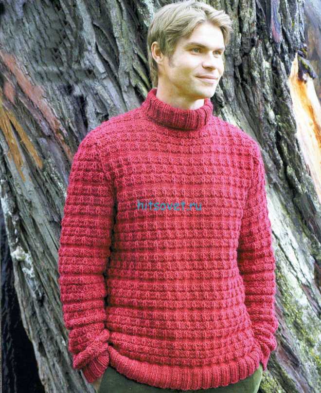 красивый свитер спицами для мужчины